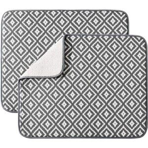 Dish Drying Mat for Kitchen 2 Pack, Ultra Absorbent Microfiber Dishes Drainer